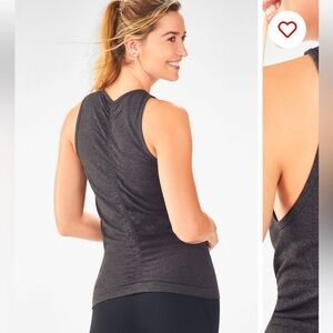 Fabletics Black Ruched Back Seamless Full Length Tank Top, Size Medium Women's